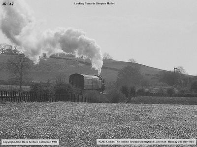 Monday 7th May 1984 92203 climbs the incline towards Merryfield Lane